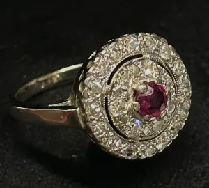 0,72 CT DIAMONDS AND 0,2 CT RUBY 14k WHITE GOLD Rings - $30 APR w/ CoA!!!!!!!!!!