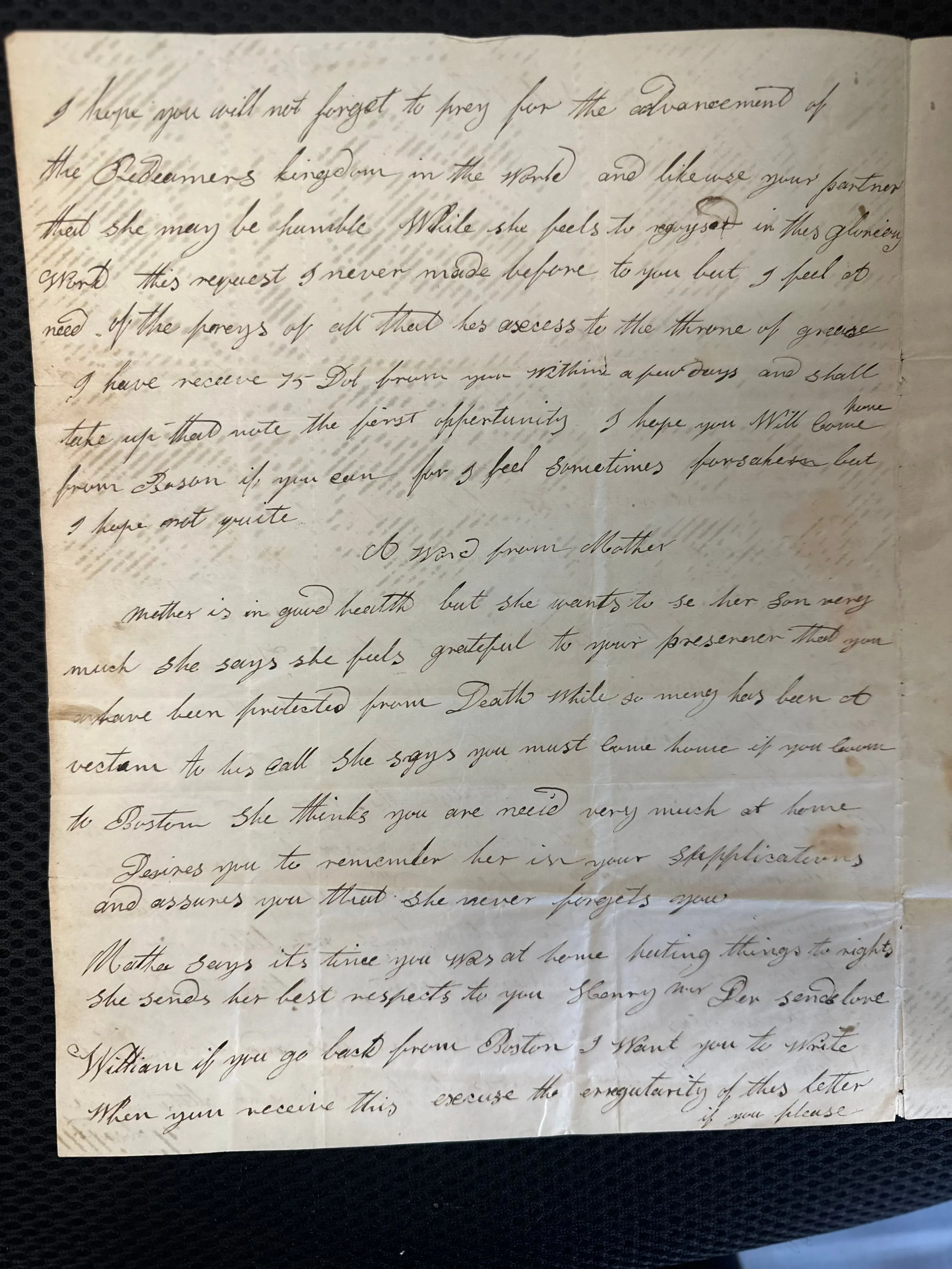 1860 BOSTON "THE LOVE OF LOVE BLISS" WRITTEN LETTER TO HUSBAND - $3K APR w CoA!!