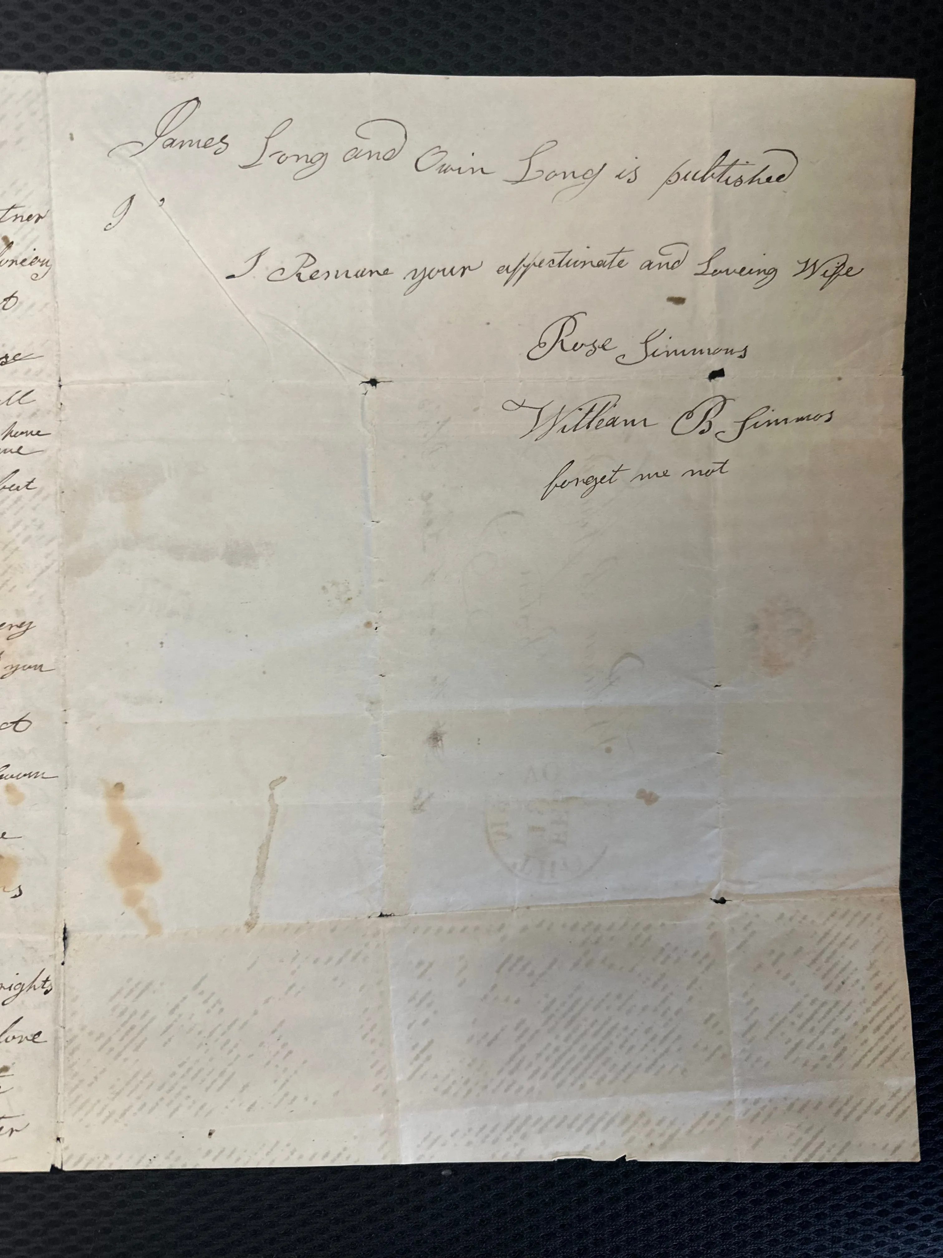 1860 BOSTON "THE LOVE OF LOVE BLISS" WRITTEN LETTER TO HUSBAND - $3K APR w CoA!!