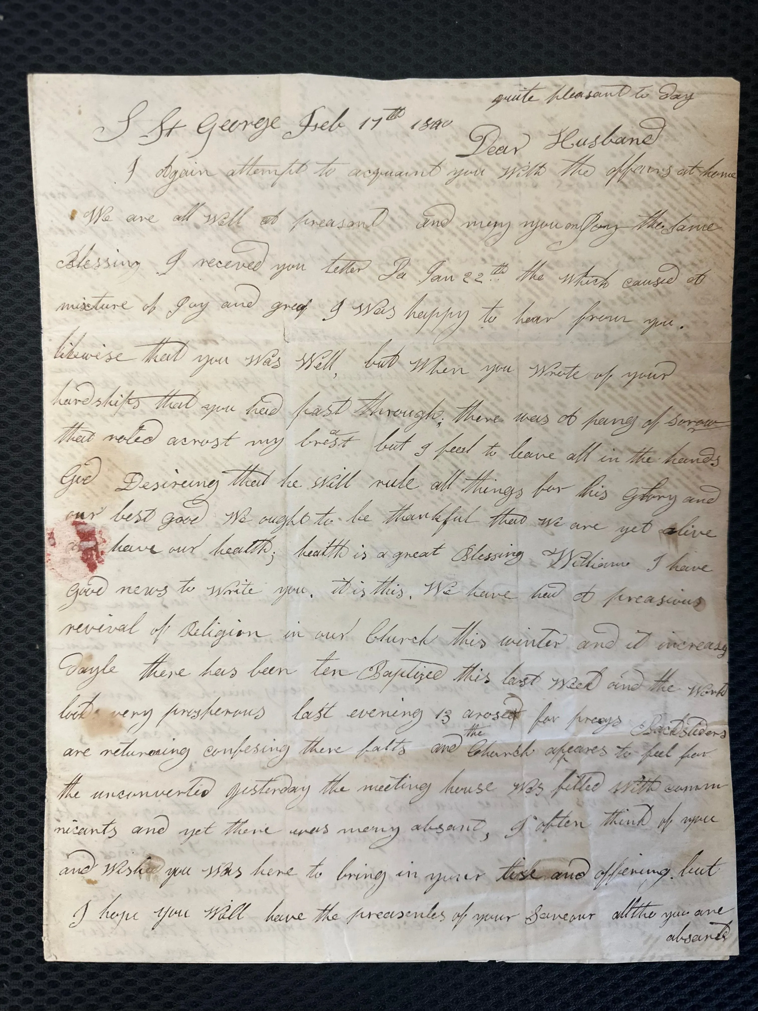 1860 BOSTON "THE LOVE OF LOVE BLISS" WRITTEN LETTER TO HUSBAND - $3K APR w CoA!!