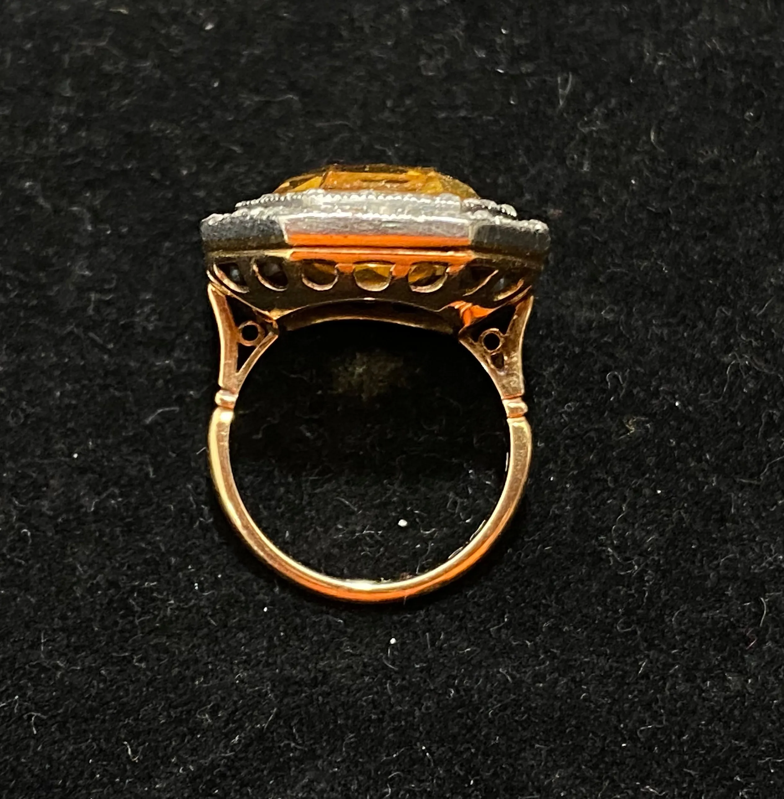 1890’s Antique Solid Yellow Gold & Platinum 92-Diamond & Citrine Ring - $30K Appraisal Value w/CoA}