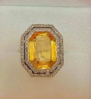 1890’s Antique Solid Yellow Gold & Platinum 92-Diamond & Citrine Ring - $30K Appraisal Value w/CoA}