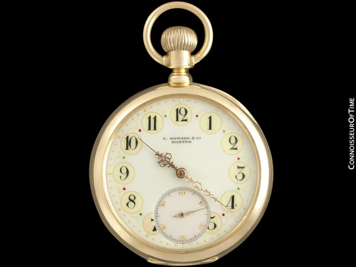 1891 E. Howard & Co. Antique 18 Size N Pocket Watch with Exceptional Fancy Dial - 14K Gold