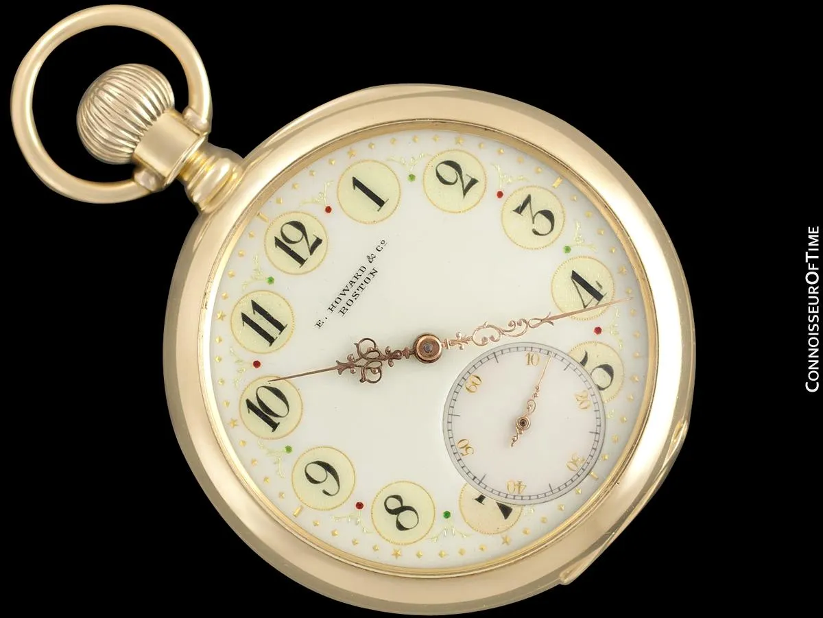 1891 E. Howard & Co. Antique 18 Size N Pocket Watch with Exceptional Fancy Dial - 14K Gold