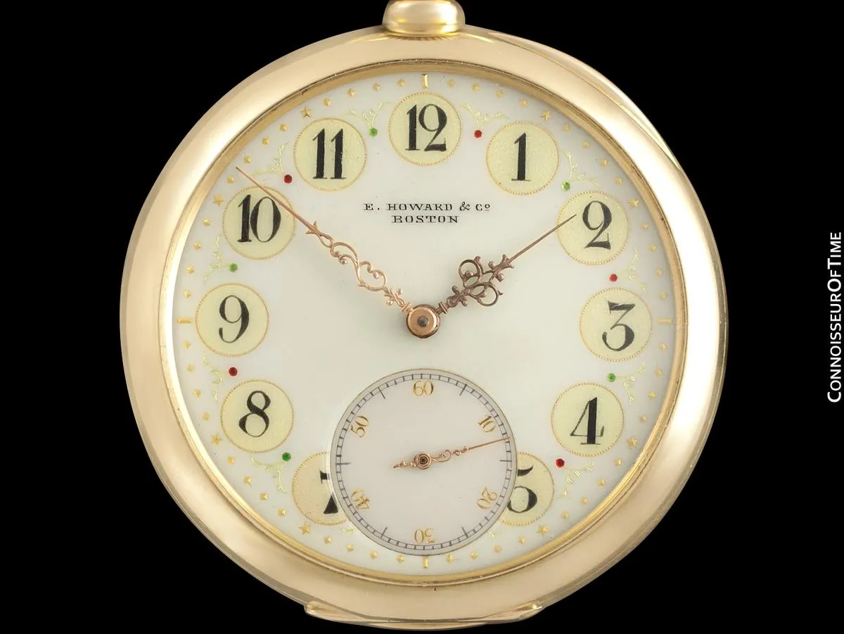1891 E. Howard & Co. Antique 18 Size N Pocket Watch with Exceptional Fancy Dial - 14K Gold