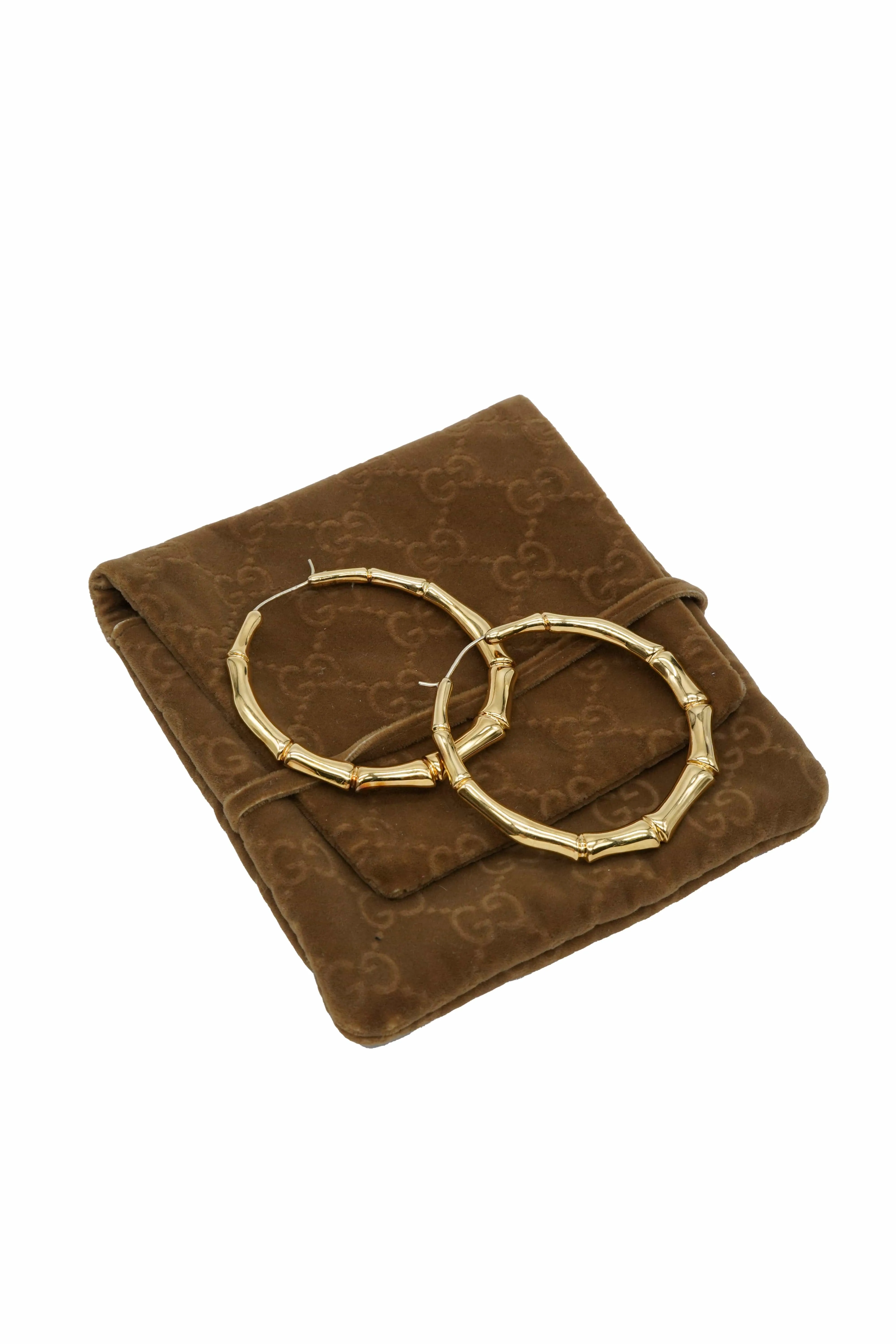 18K Yellow Gold Gucci Large Bamboo Hoop, 2 Inch ABC0878