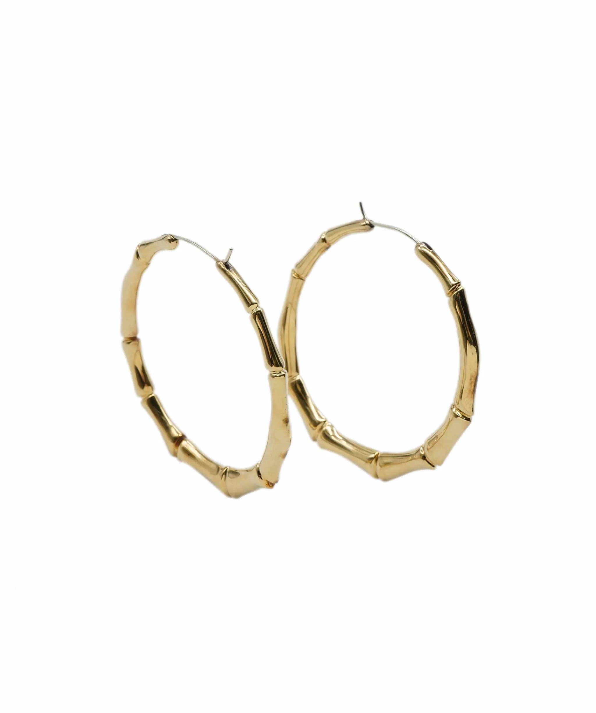 18K Yellow Gold Gucci Large Bamboo Hoop, 2 Inch ABC0878