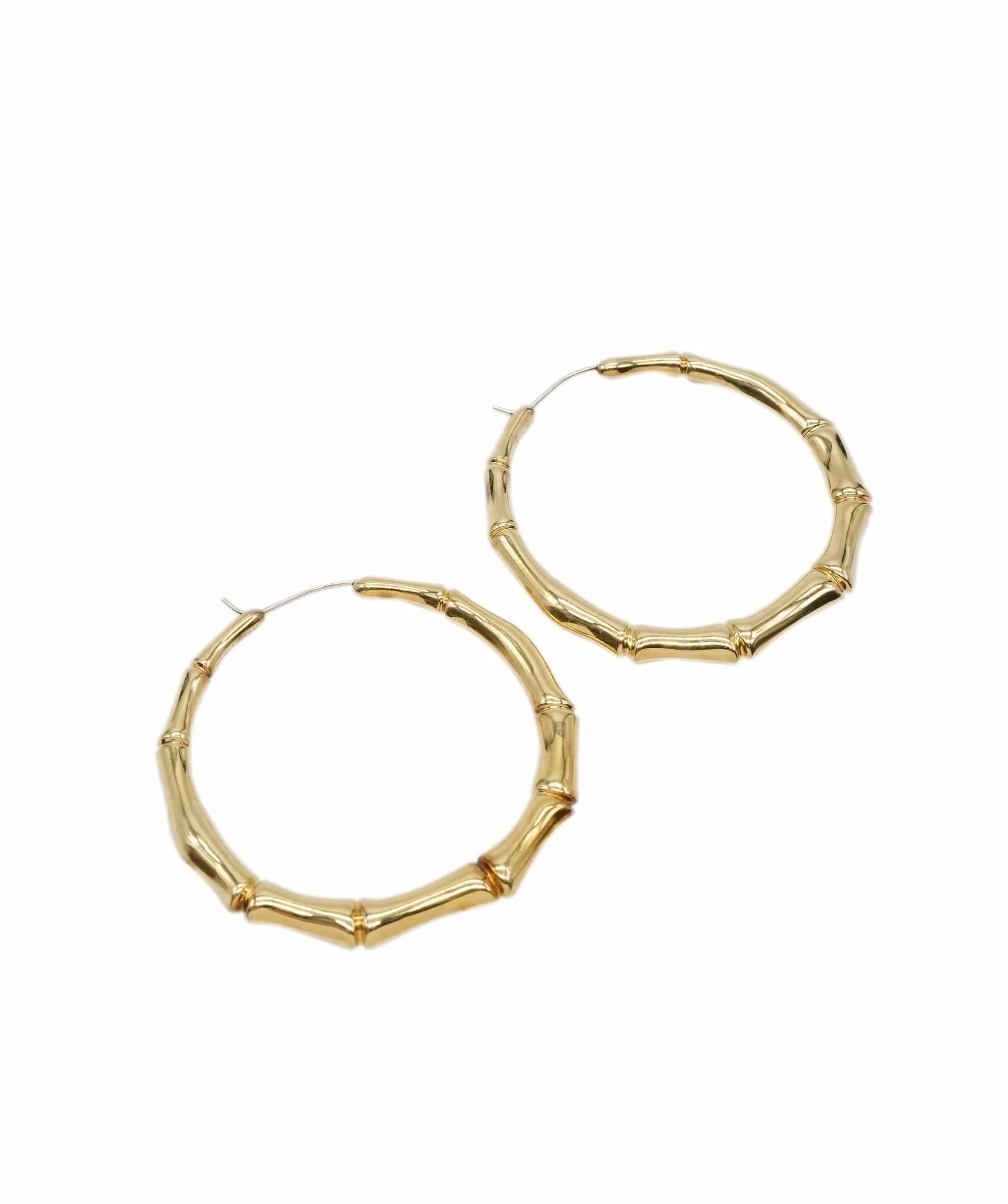 18K Yellow Gold Gucci Large Bamboo Hoop, 2 Inch ABC0878
