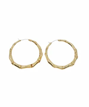 18K Yellow Gold Gucci Large Bamboo Hoop, 2 Inch ABC0878