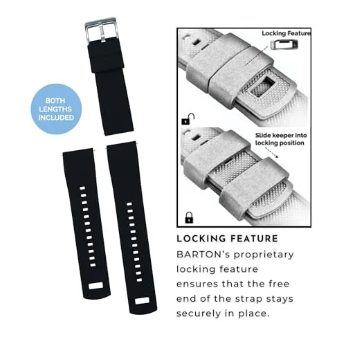 18mm Black - BARTON Elite Silicone Watch Bands - Quick Release - Choose Strap Color & Width