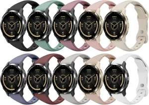 18mm Slim Silicone Watch Bands Compatible with Garmin Venu 3s/Venu 2s/Vivoactive 4s/Vivomove 3s/Forerunner 255s/Forerunner 265s, Quick Release Thin Soft Sport Strap for Women Men (10 Pack)