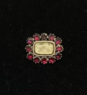 1900’s Antique Solid Rose Gold with Garnets & Hair Brooch/Pin - $5K Appraisal Value w/CoA}