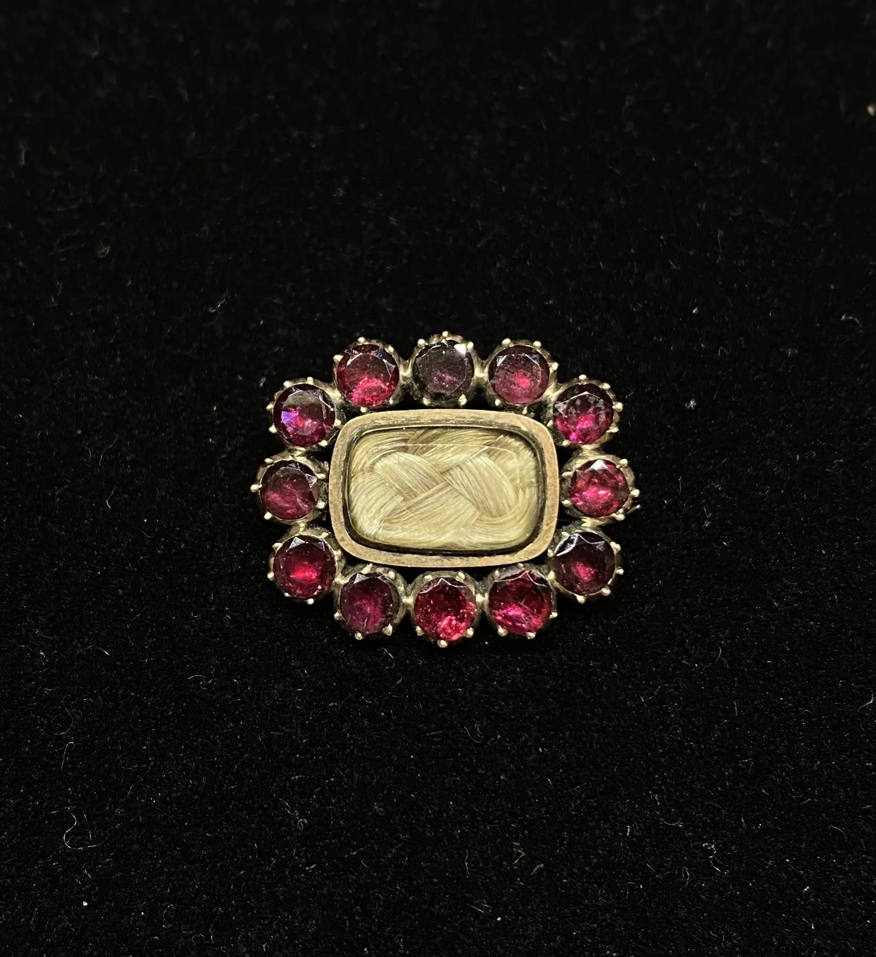 1900’s Antique Solid Rose Gold with Garnets & Hair Brooch/Pin - $5K Appraisal Value w/CoA}