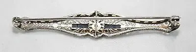 1910s Art Deco/Edwardian Diamond & Sapphire Brooch in 14K White Gold - $5K VALUE
