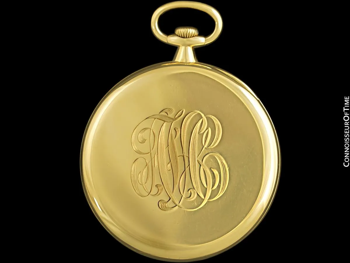 1910's Patek Philippe Antique Mens 44mm Pocket Watch with Original Box - 18K Gold