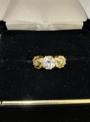 1920's Antique Design SYG 3-Color Stone Diamond Ring - $60K Appraisal Value w/CoA}