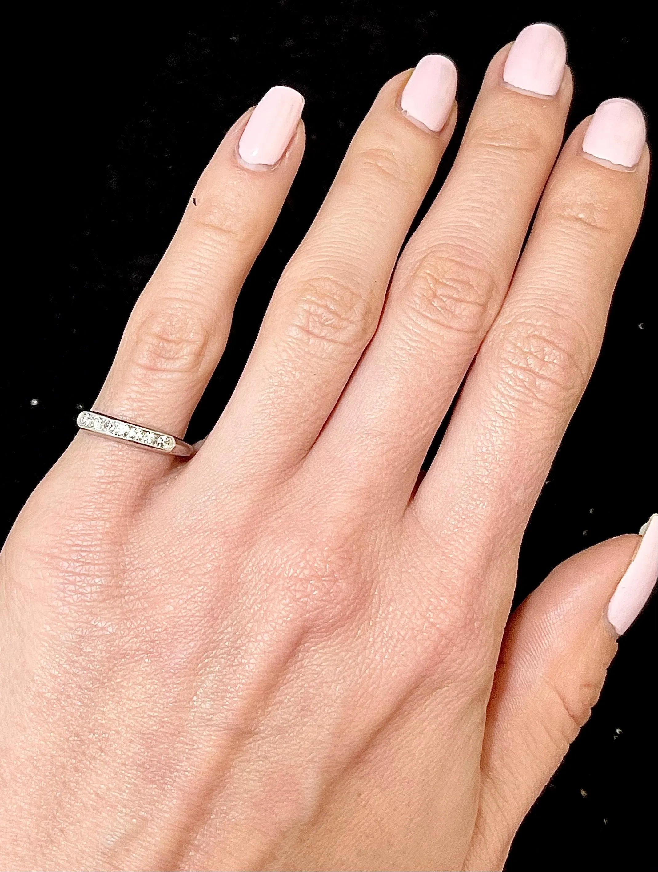 1920s Unique Design 18KWG with 7 Diamonds Band Ring - $7K Appraisal Value w/CoA!