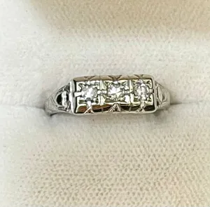 1930s Intricate Filigree Victorian Design 18KWG Diamond Ring - $6K APR Value w/CoA!