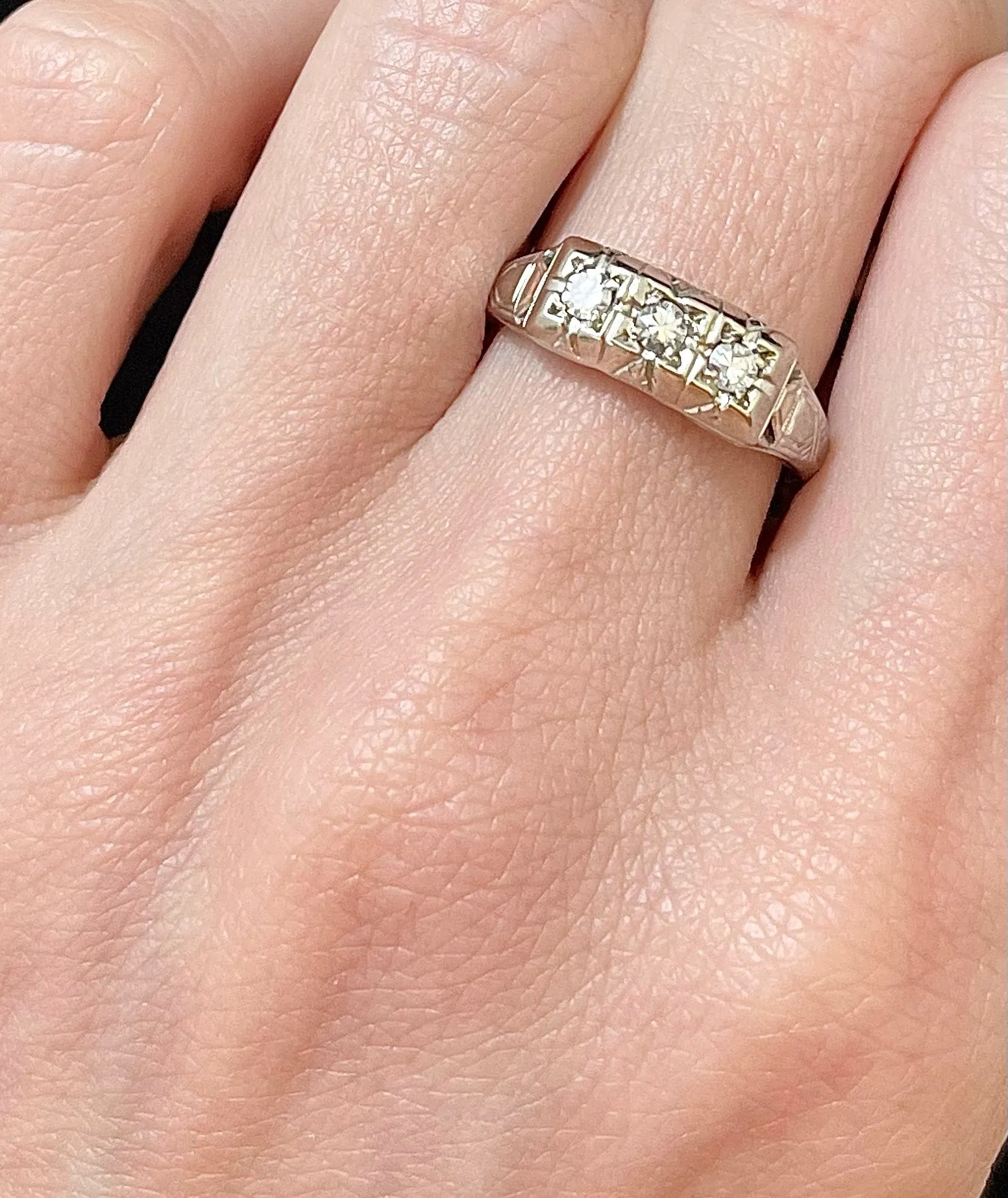 1930s Intricate Filigree Victorian Design 18KWG Diamond Ring - $6K APR Value w/CoA!