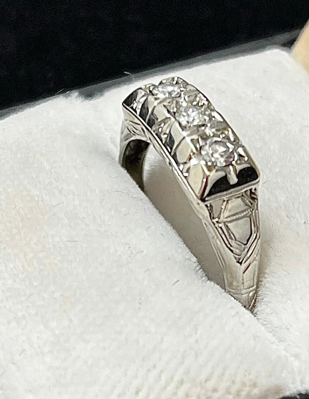 1930s Intricate Filigree Victorian Design 18KWG Diamond Ring - $6K APR Value w/CoA!