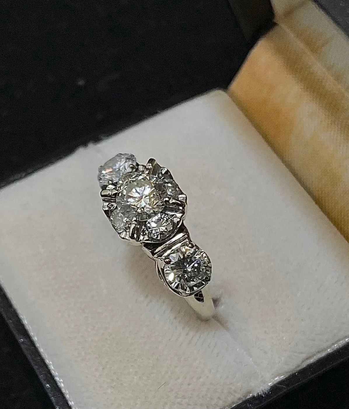 1930's Unique Designer's Solid White Gold with 7 Diamonds Ring - $16K Appraisal Value w/CoA}