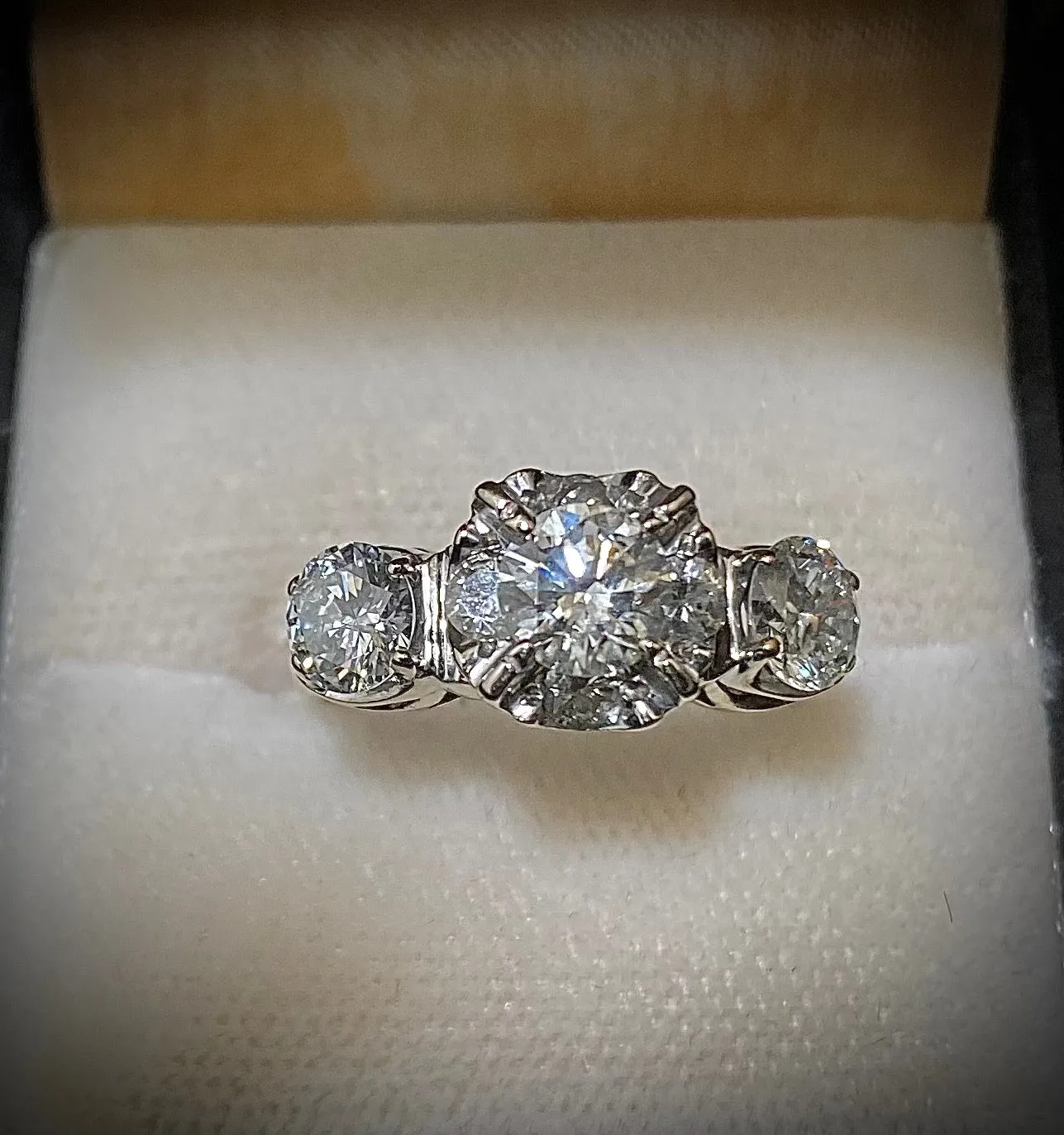 1930's Unique Designer's Solid White Gold with 7 Diamonds Ring - $16K Appraisal Value w/CoA}