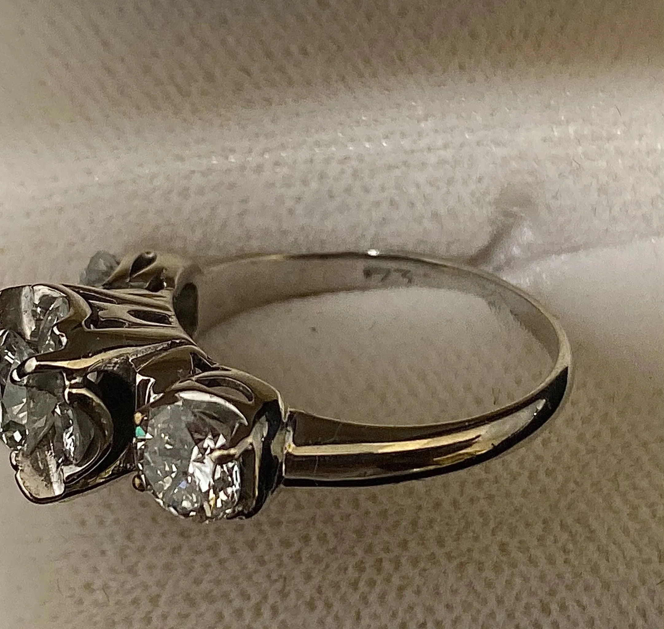 1930's Unique Designer's Solid White Gold with 7 Diamonds Ring - $16K Appraisal Value w/CoA}
