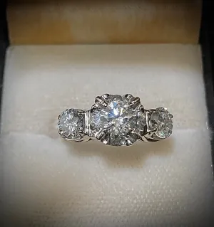 1930's Unique Designer's Solid White Gold with 7 Diamonds Ring - $16K Appraisal Value w/CoA}