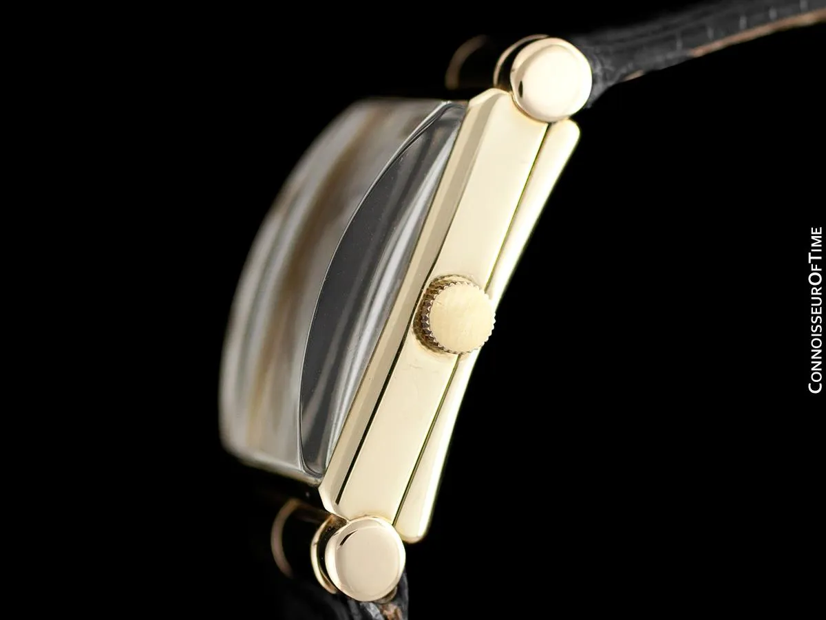 1930's Vacheron & Constantin Mens Vintage Rectangular Watch with Hooded Lugs - 14K Gold