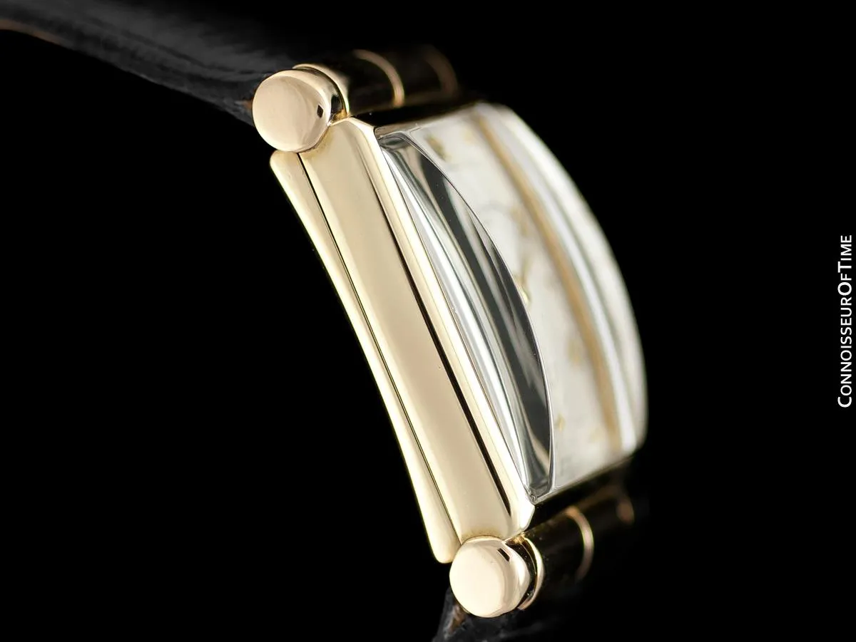 1930's Vacheron & Constantin Mens Vintage Rectangular Watch with Hooded Lugs - 14K Gold