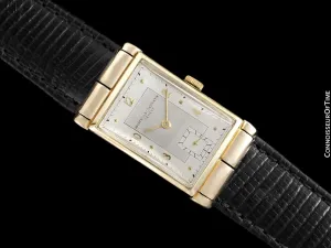 1930's Vacheron & Constantin Mens Vintage Rectangular Watch with Hooded Lugs - 14K Gold