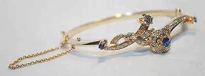 1930s Vintage Designer Sapphire/Diamond Floral Bracelet in 14K Yellow Gold - $30K VALUE