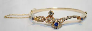 1930s Vintage Designer Sapphire/Diamond Floral Bracelet in 14K Yellow Gold - $30K VALUE