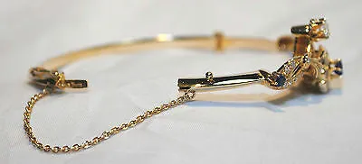 1930s Vintage Designer Sapphire/Diamond Floral Bracelet in 14K Yellow Gold - $30K VALUE