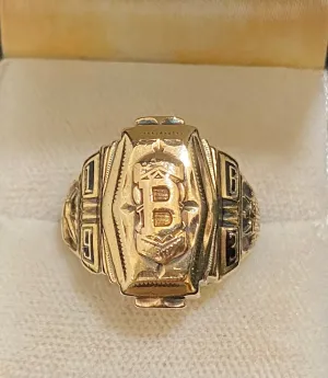 1936 Antique School Year Ring in Solid Yellow Gold - $6K Appraisal Value w/CoA}