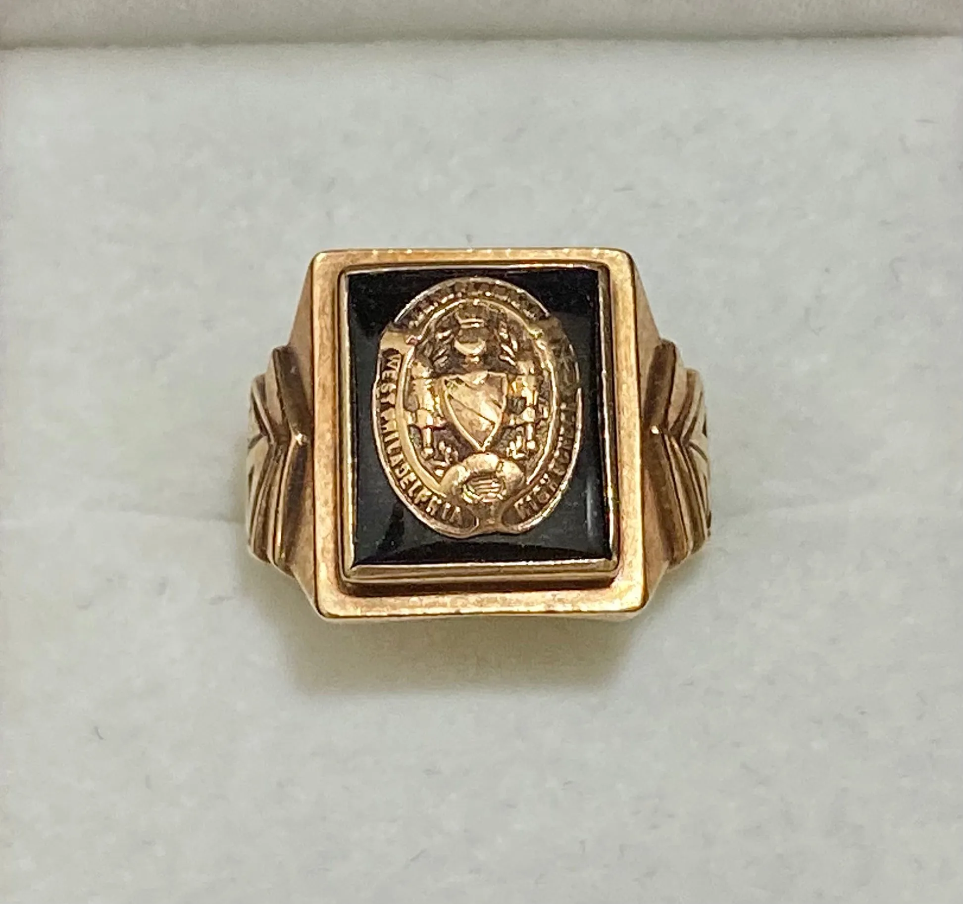 1939 West Philadelphia High School Ring in Solid Yellow Gold with Onyx - $8K Appraisal Value w/CoA}