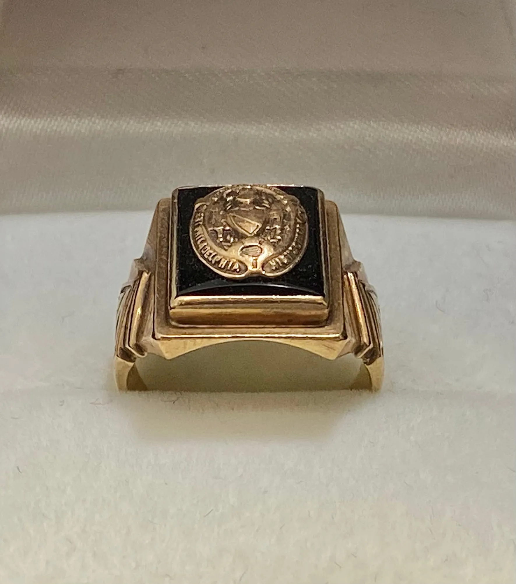 1939 West Philadelphia High School Ring in Solid Yellow Gold with Onyx - $8K Appraisal Value w/CoA}