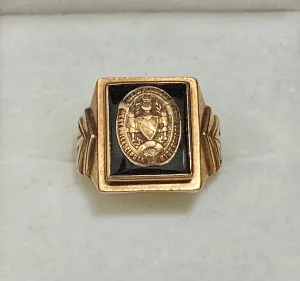 1939 West Philadelphia High School Ring in Solid Yellow Gold with Onyx - $8K Appraisal Value w/CoA}