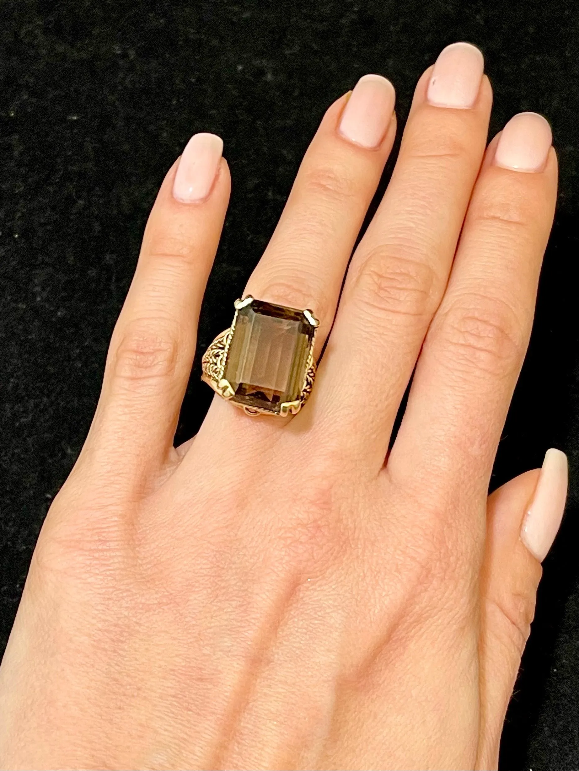 1940s Designer's Unique SYG with Smoky Quartz Ring - $4K Appraisal Value w/CoA!