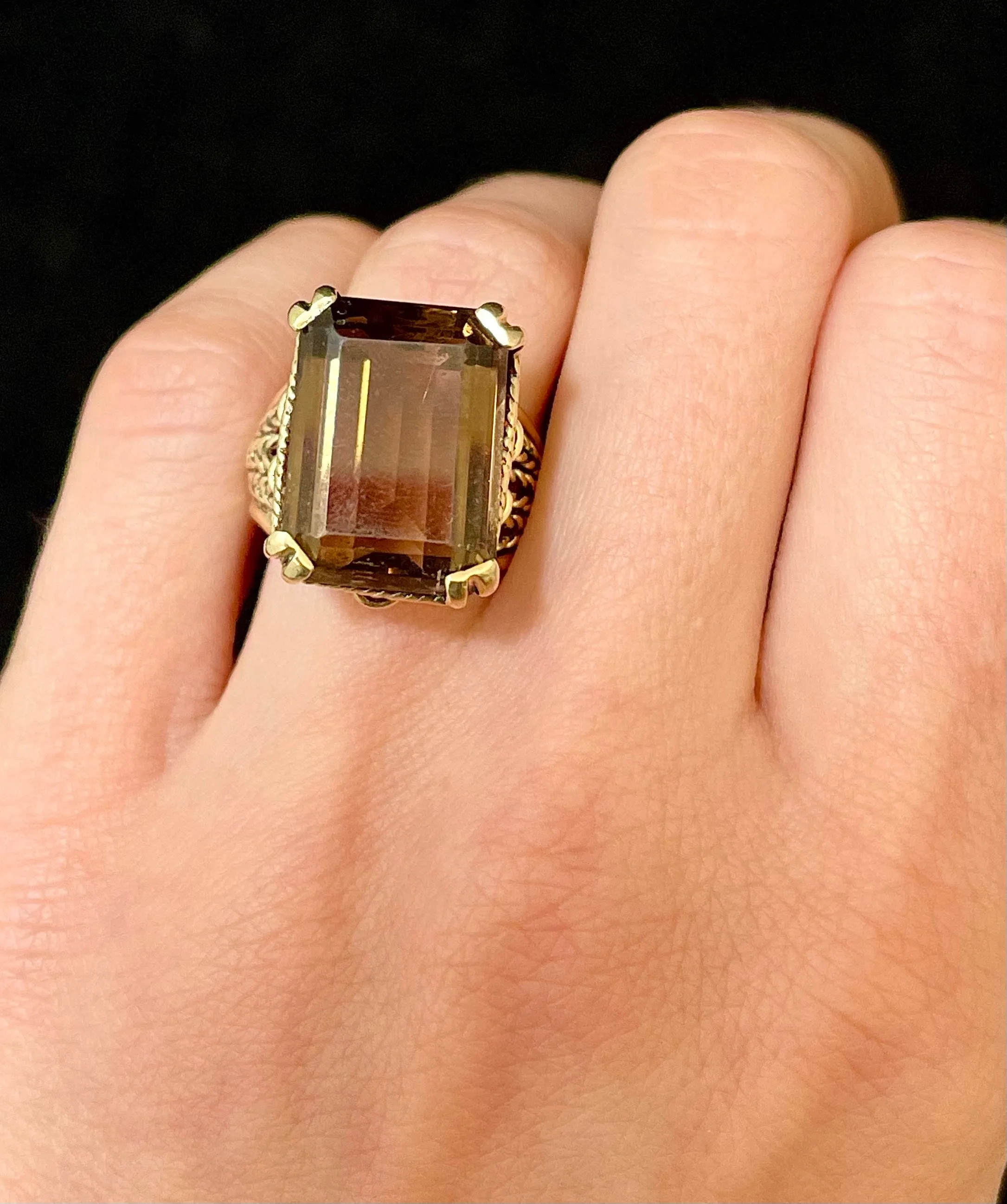 1940s Designer's Unique SYG with Smoky Quartz Ring - $4K Appraisal Value w/CoA!