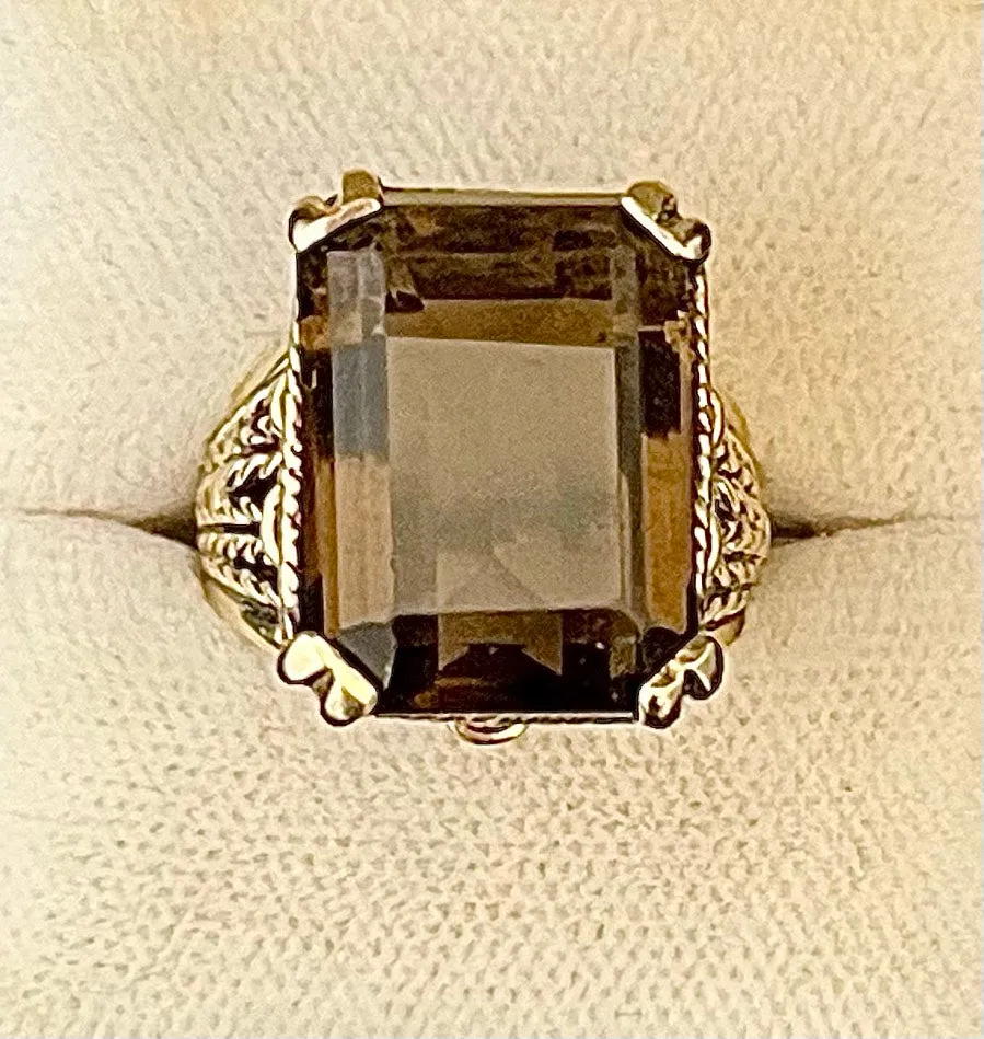 1940s Designer's Unique SYG with Smoky Quartz Ring - $4K Appraisal Value w/CoA!
