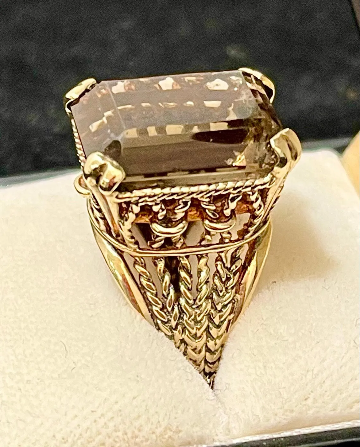 1940s Designer's Unique SYG with Smoky Quartz Ring - $4K Appraisal Value w/CoA!