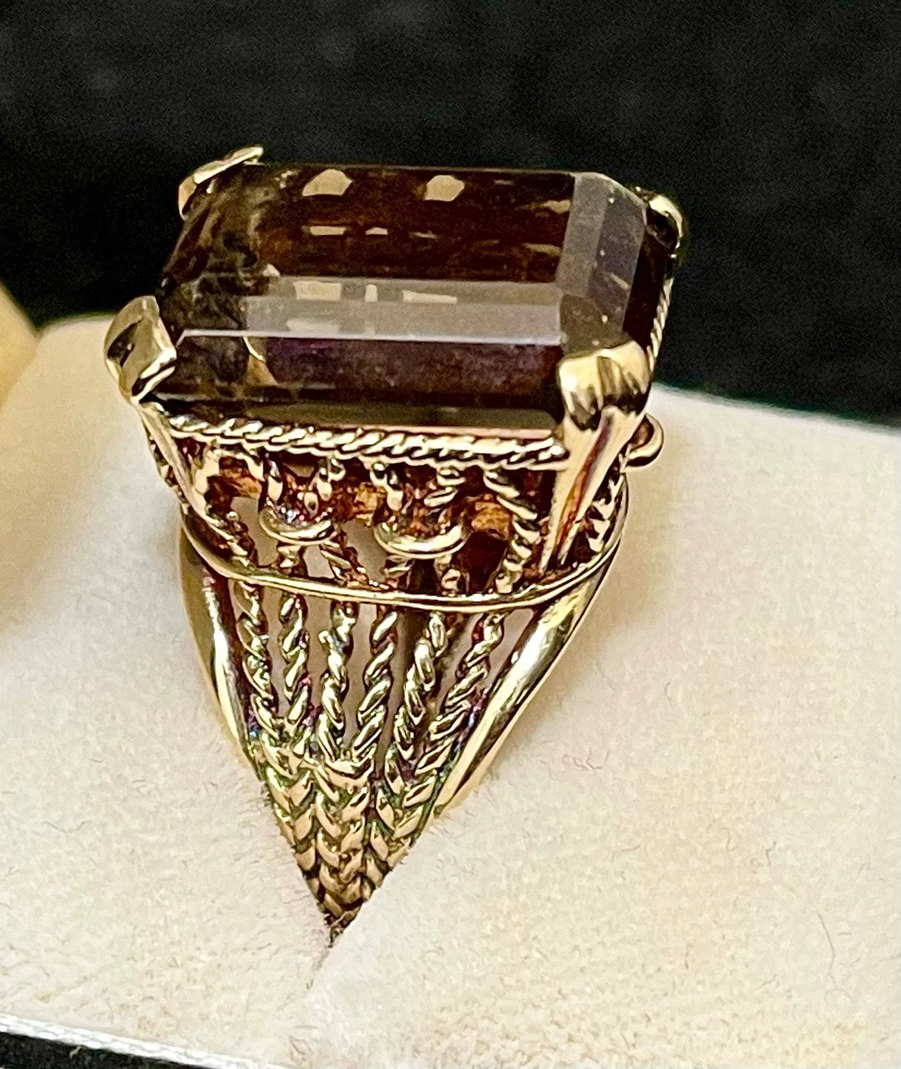 1940s Designer's Unique SYG with Smoky Quartz Ring - $4K Appraisal Value w/CoA!