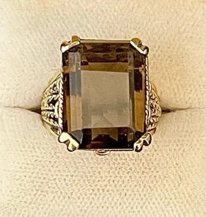 1940s Designer's Unique SYG with Smoky Quartz Ring - $4K Appraisal Value w/CoA!