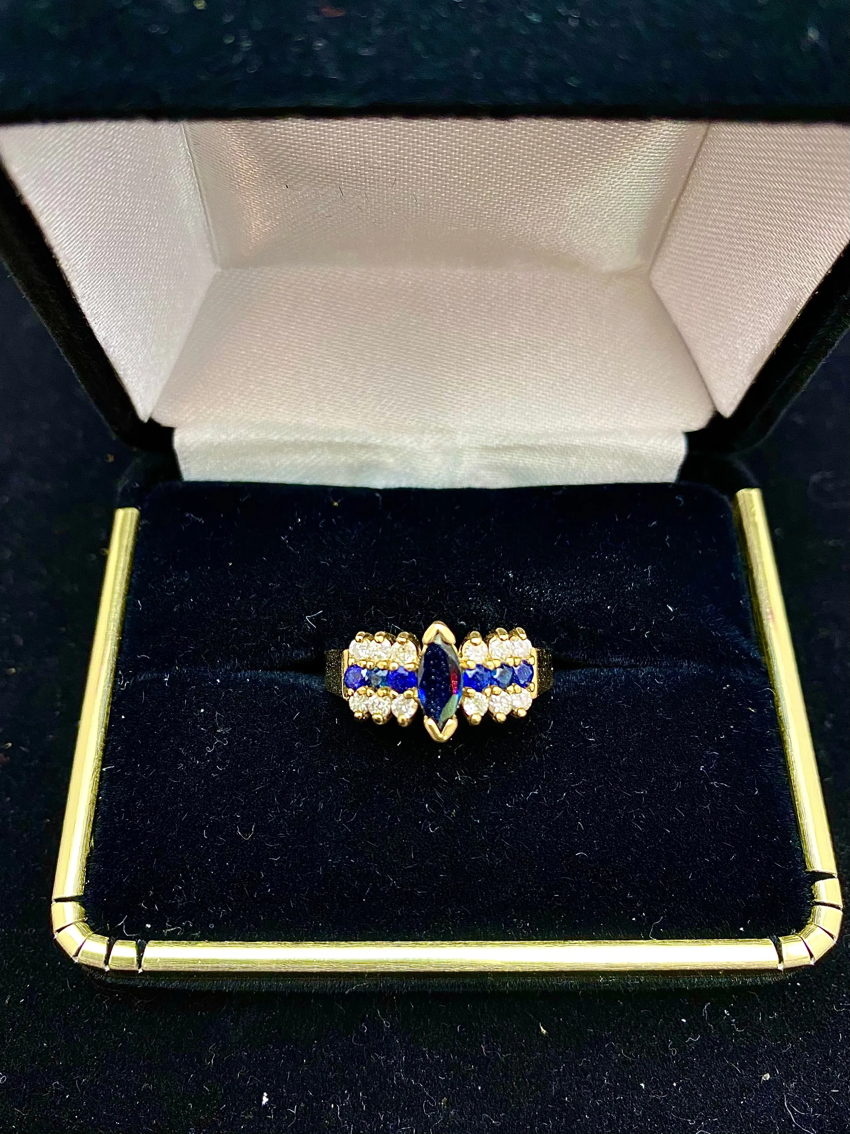 1940's Sapphire & Diamonds Rare Designer Solid Yellow Gold Ring - $7K APR w/CoA!