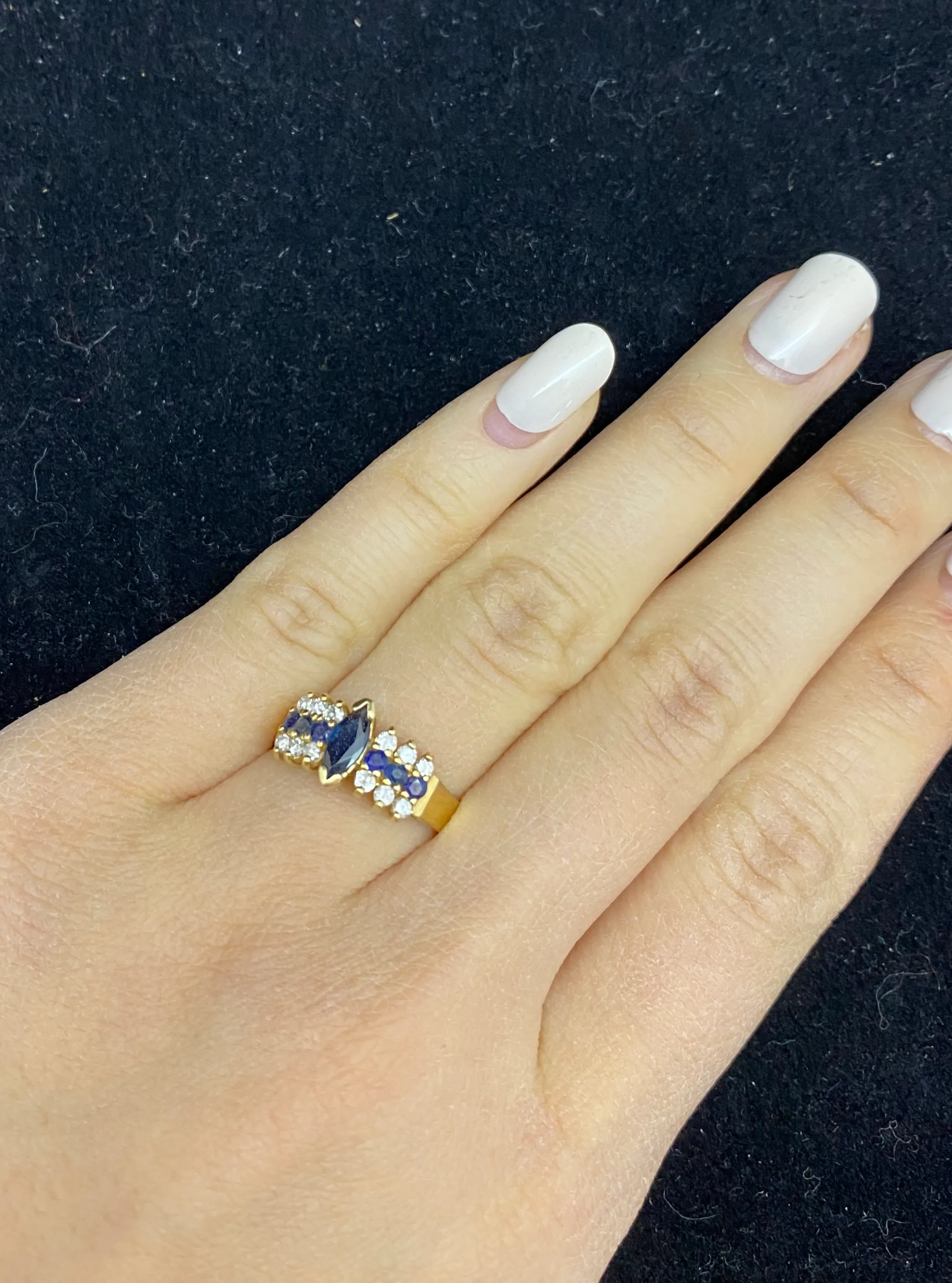 1940's Sapphire & Diamonds Rare Designer Solid Yellow Gold Ring - $7K APR w/CoA!