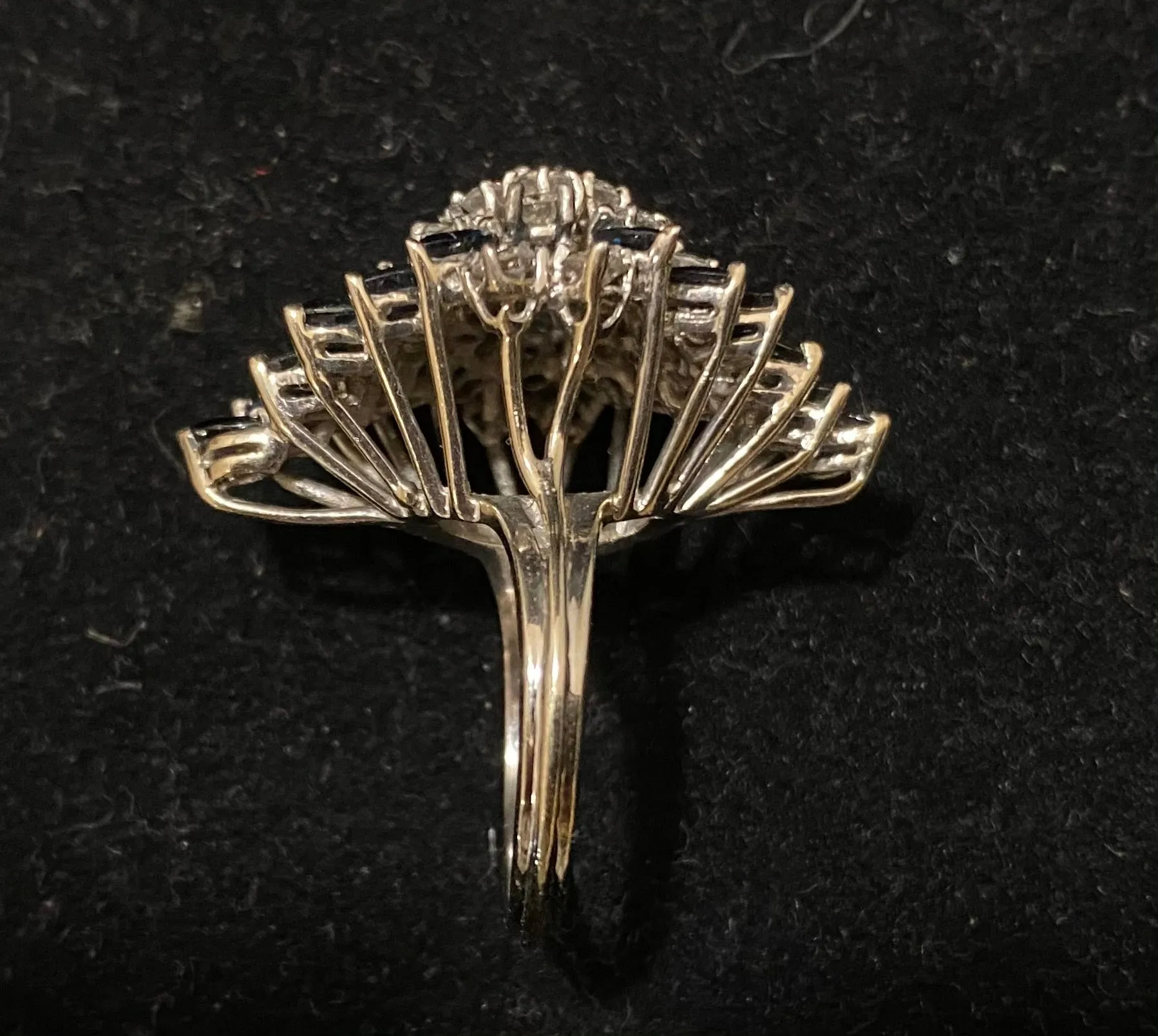 1940's Unique Designer's Solid White Gold with Sapphire & Diamond Cocktail Ring - $20K Appraisal Value w/CoA}