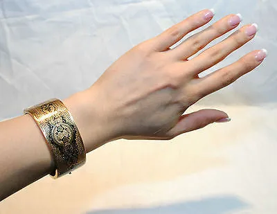 1940's Vintage Edwardian/Art Nouveau Style Enameled Bangle Bracelet in 18K Yellow Gold - $15K VALUE