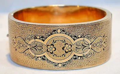 1940's Vintage Edwardian/Art Nouveau Style Enameled Bangle Bracelet in 18K Yellow Gold - $15K VALUE