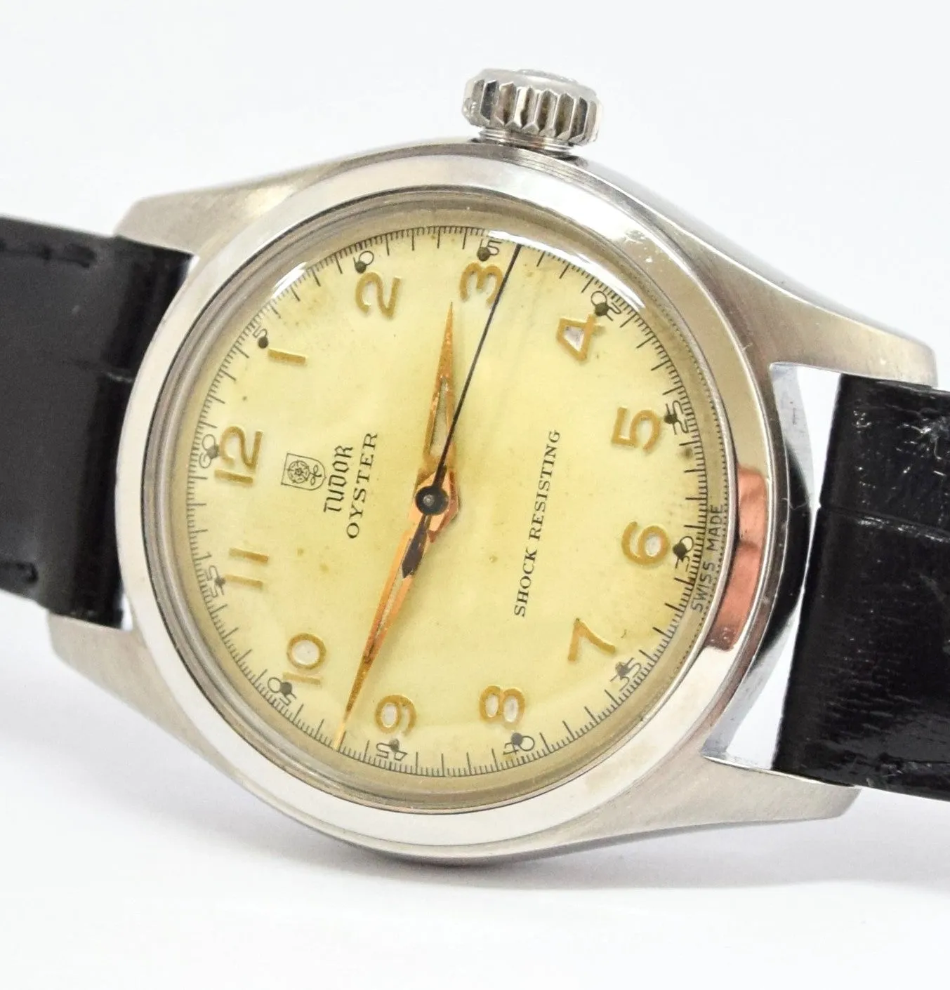 1950s Tudor Oyster Shock-Resisting Stainless Steel Wristwatch Model 7803 32mm